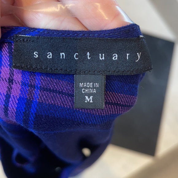 Sanctuary purple/blue plaid blouse size m - Picture 4 of 4